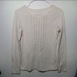 Van Heusen Cream Ruffle Front Blouse